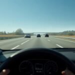 Blick aus dem Auto auf eine deutsche Straße mit Verkehr – neue Regeln für Autofahrer