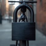 Massives Bügelschloss sichert ein Fahrrad an einem Fahrradbügel in der Stadt