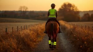 Mehr über den Artikel erfahren Sicher im Gelände reiten: Sichtbarkeit, Ausrüstung und Verhalten am Weg