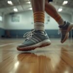 Hallenschuhe bei schneller Richtungsänderung auf Hallenboden