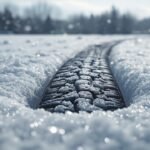 Nahaufnahme eines Winterreifens mit Profil auf Schnee, Symbolbild für die Winterreifenpflicht