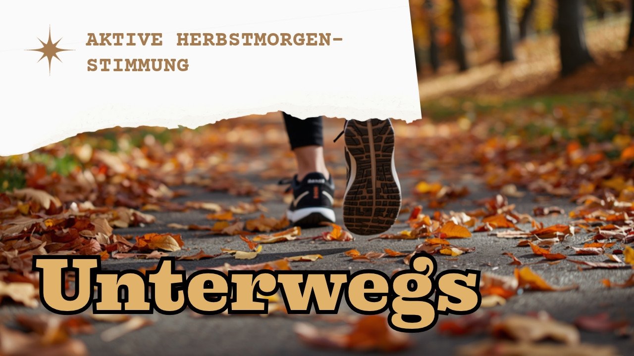 Beine in Sneakern beim Gehen auf herbstlichem Weg mit Fitnessuhr am Handgelenk